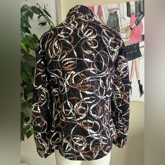 Joni B. Dressy Vintage Y2K Yarn Knit Rope Embroidered Career Blazer Size Medium - Picture 7 of 9